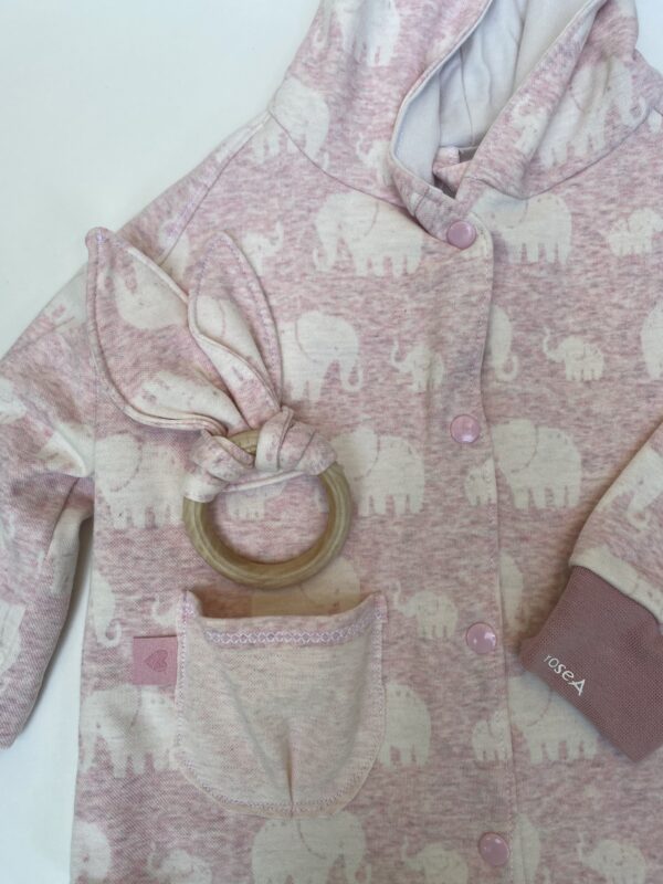 Jacke mit Kapuze & Halstuch – Elefantenmuster – Größe 74/80 – Bild 2